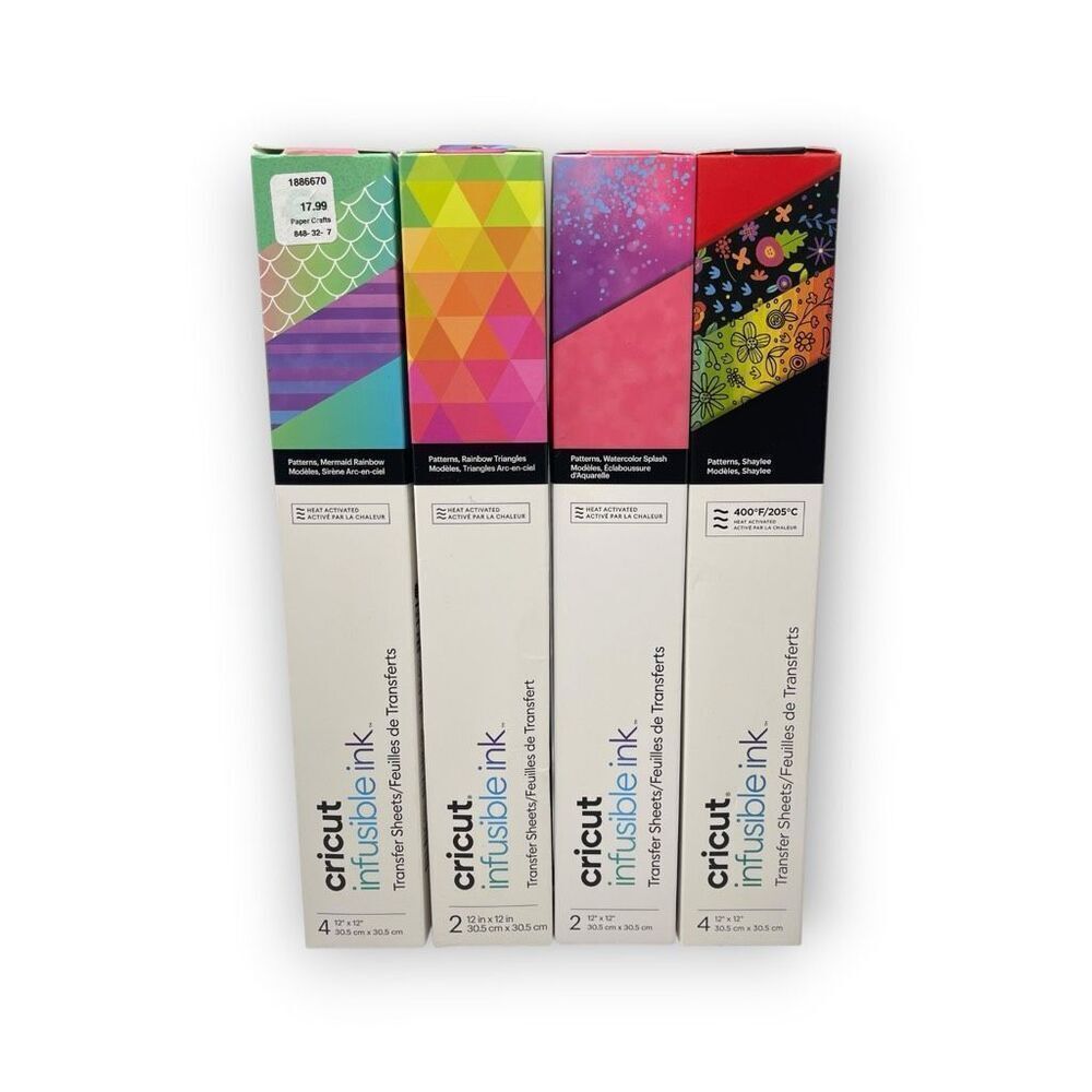 Cricut Infusible Ink Transfer Sheet Patterns Rainbow Shapes 12x12 Lot of 4 Boxes